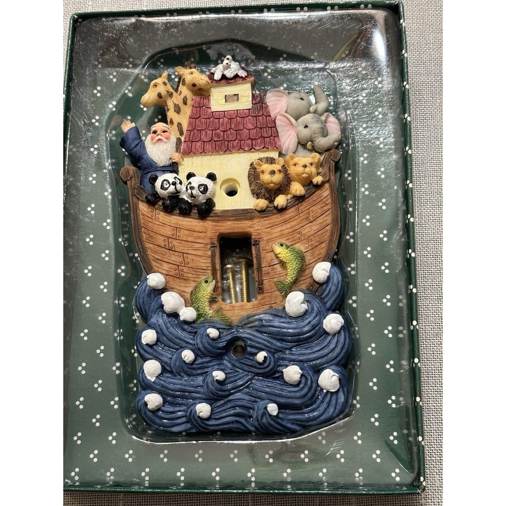 Vintage 90s 3D Resin Fiji Noah's Ark Switch Plate Cover Hand Painted Whimsical